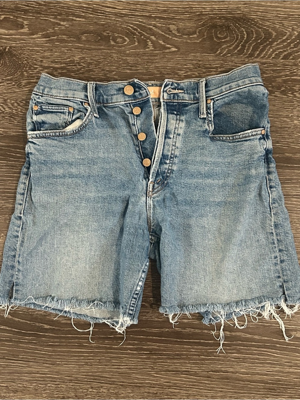 Mother Jeans Tomcat Bermuda Short Fray Jean Shorts 29 Blue